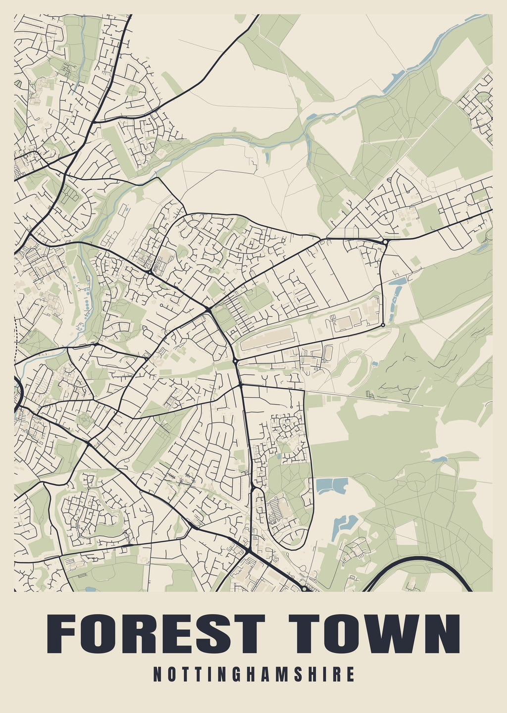 Street map poster of Forest Town, Nottinghamshire