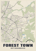 Street map poster of Forest Town, Nottinghamshire
