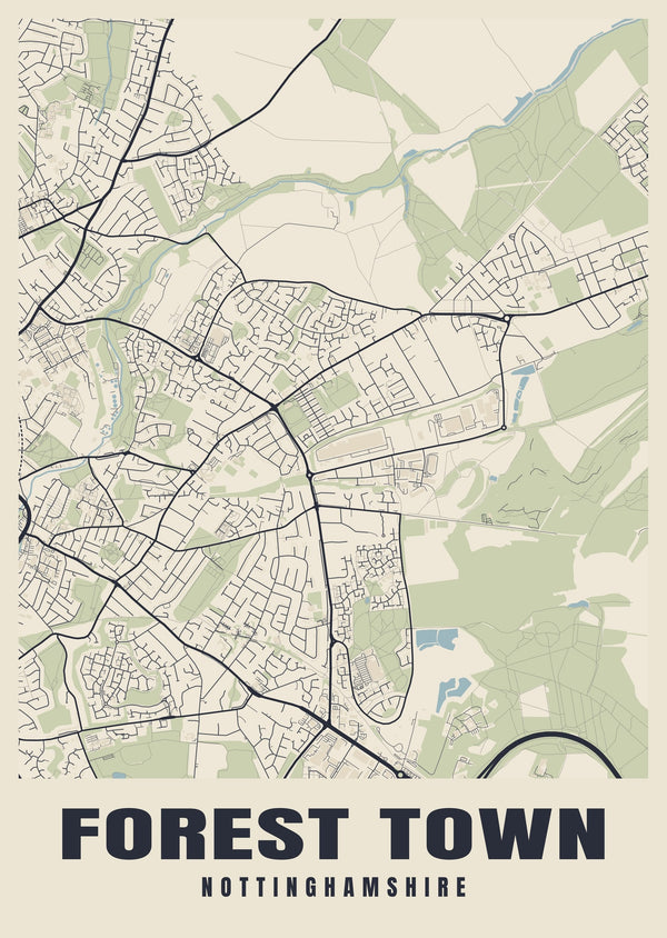 Forest Town Street Map Poster