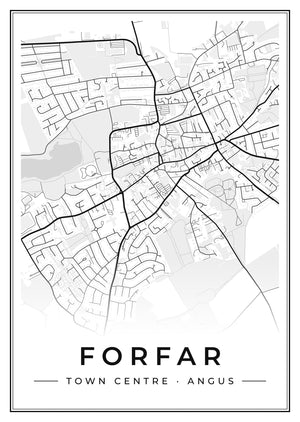 Forfar Town Centre Street Map Poster