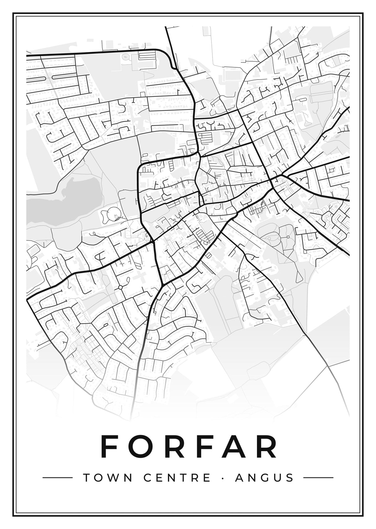 Street map poster of Forfar town centre, Angus