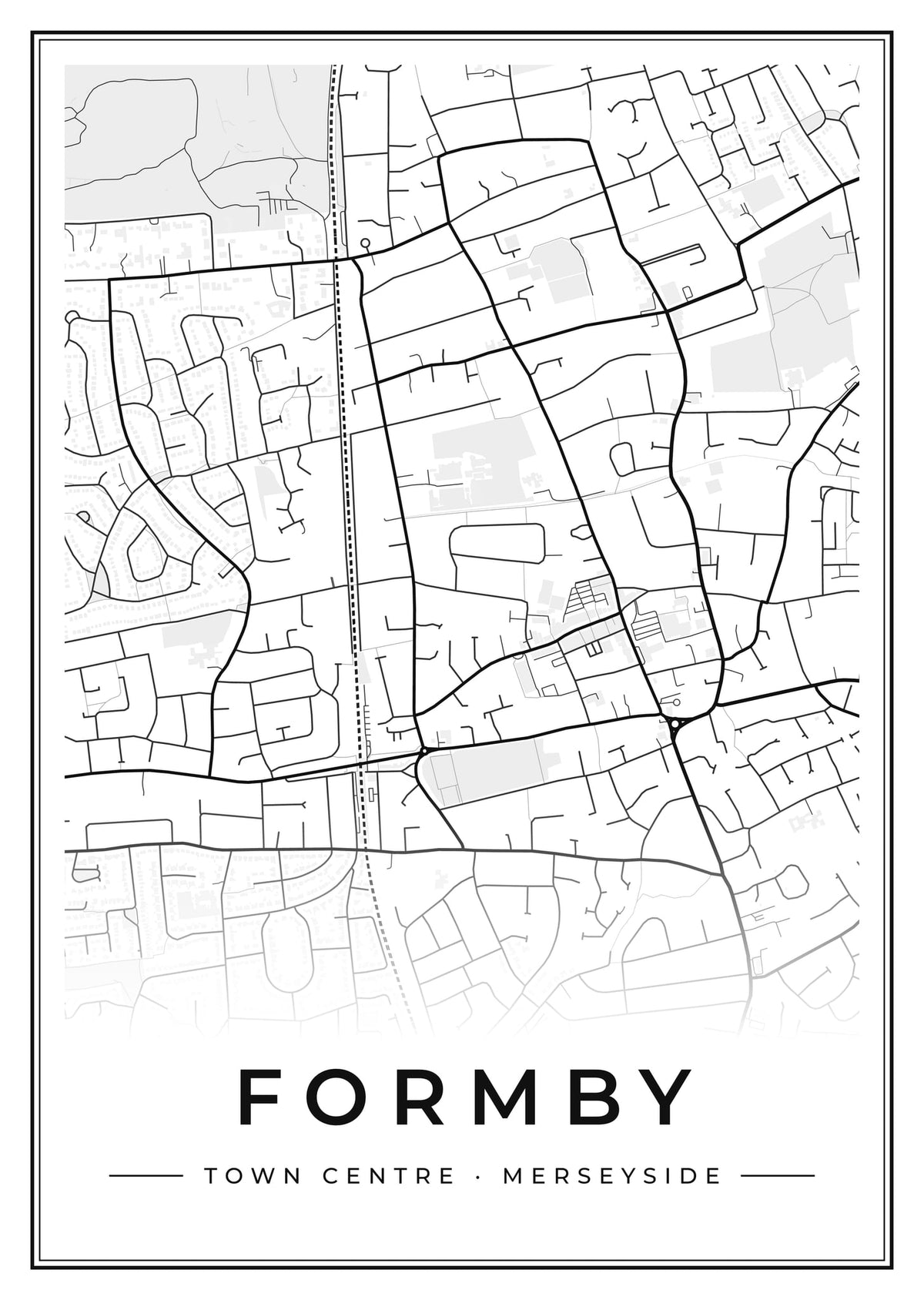 Street map poster of Formby town centre, Merseyside