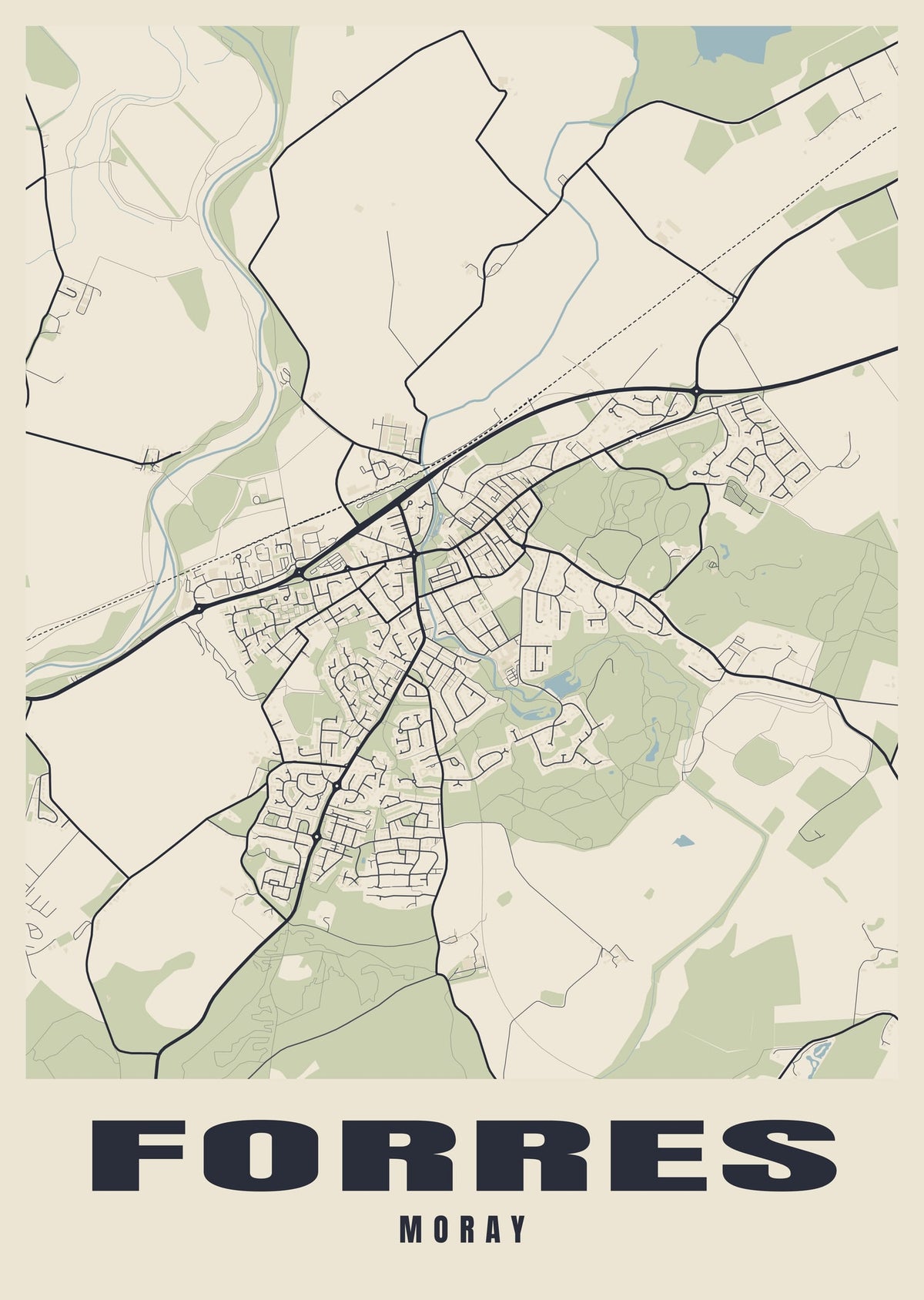 Street map poster of Forres, Moray