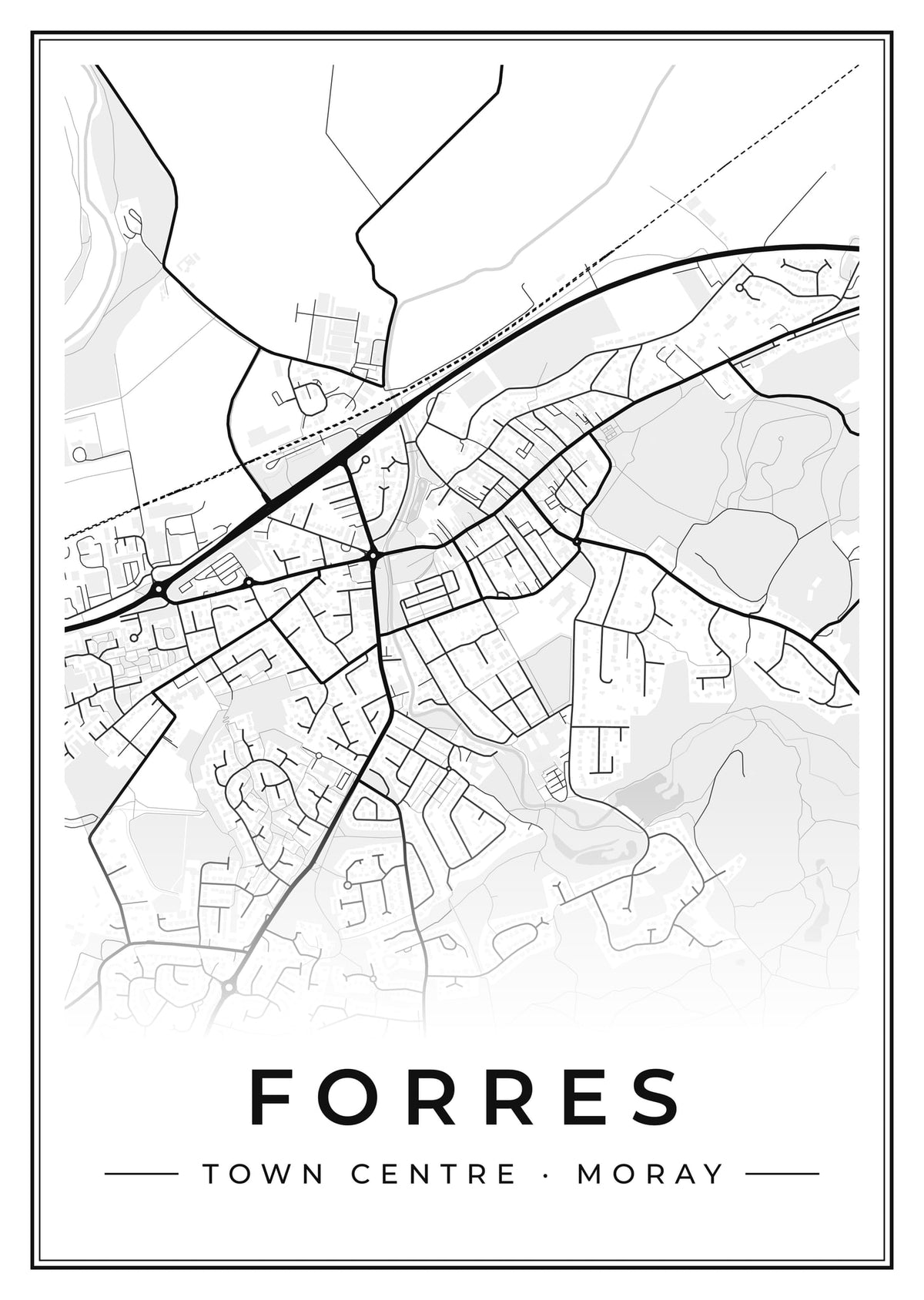 Street map poster of Forres town centre, Moray