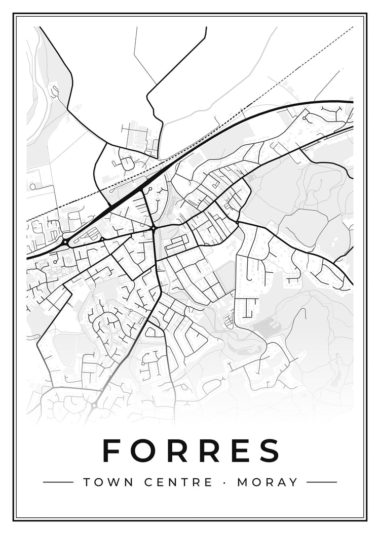 Forres Town Centre Street Map Poster