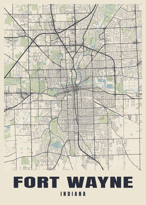 Fort Wayne Street Map Poster