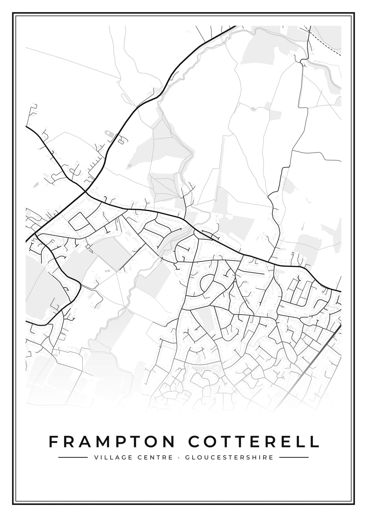 Street map poster of Frampton Cotterell village centre, Gloucestershire
