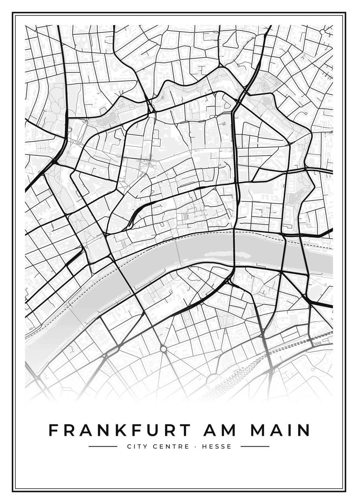 Street map poster of Frankfurt am Main city centre, Hesse