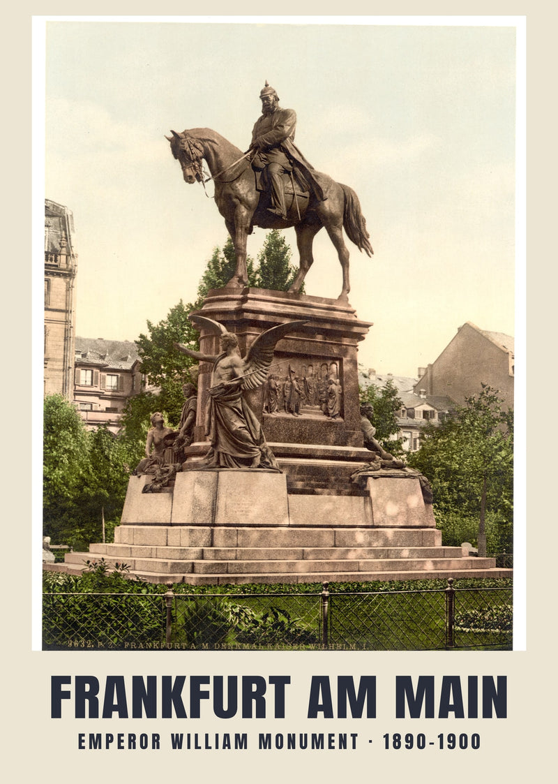 Monumento all’imperatore Guglielmo, Frankfurt am Main — 1890–1900 · Stampa di fotocromo d’epoca