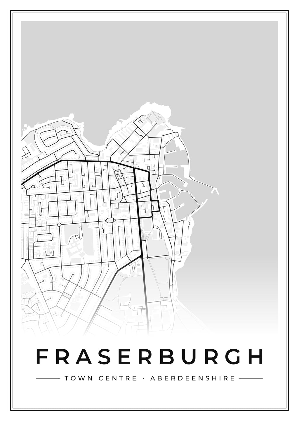 Street map poster of Fraserburgh town centre, Aberdeenshire