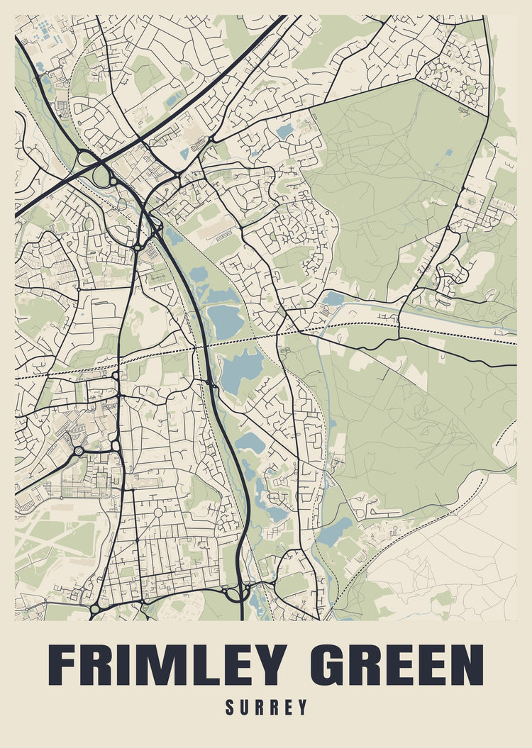 Frimley Green Street Map Poster
