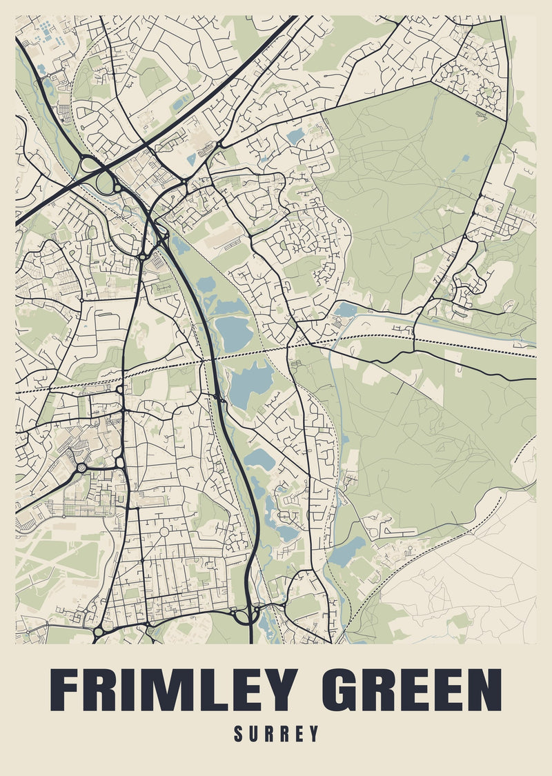 Frimley Green Street Map Poster