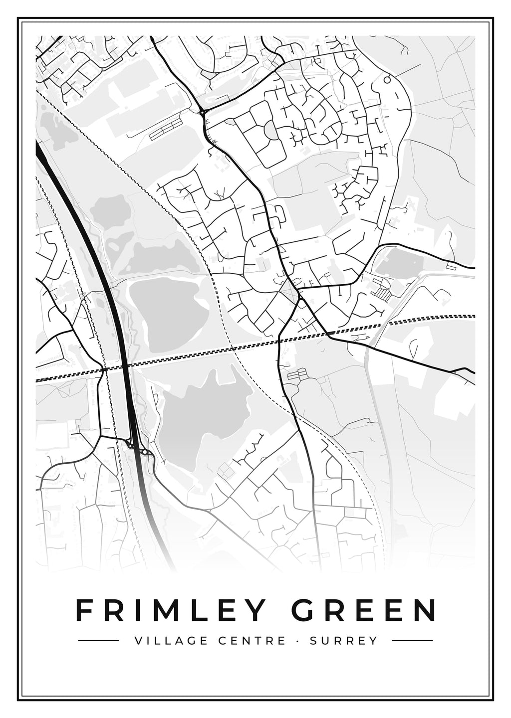Street map poster of Frimley Green village centre, Surrey