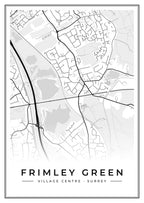 Street map poster of Frimley Green village centre, Surrey