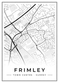 Street map poster of Frimley town centre, Surrey