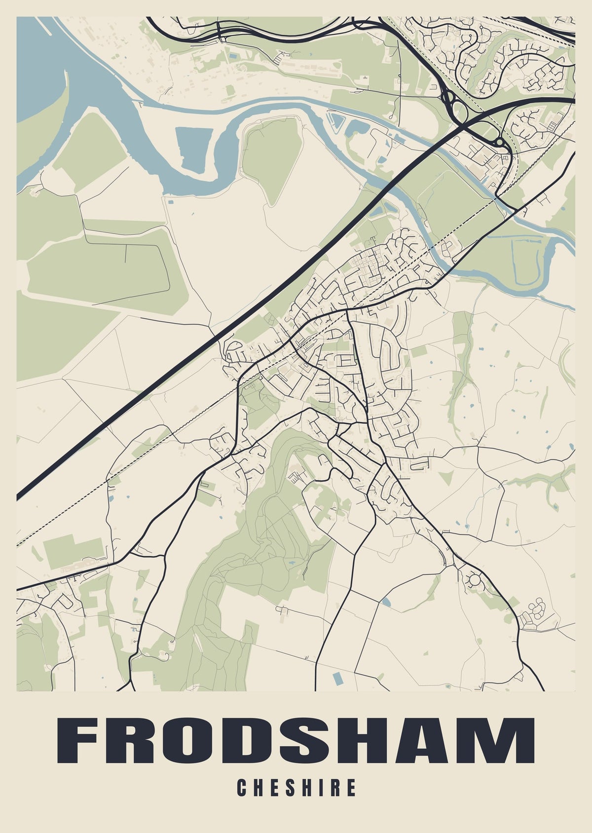 Street map poster of Frodsham, Cheshire