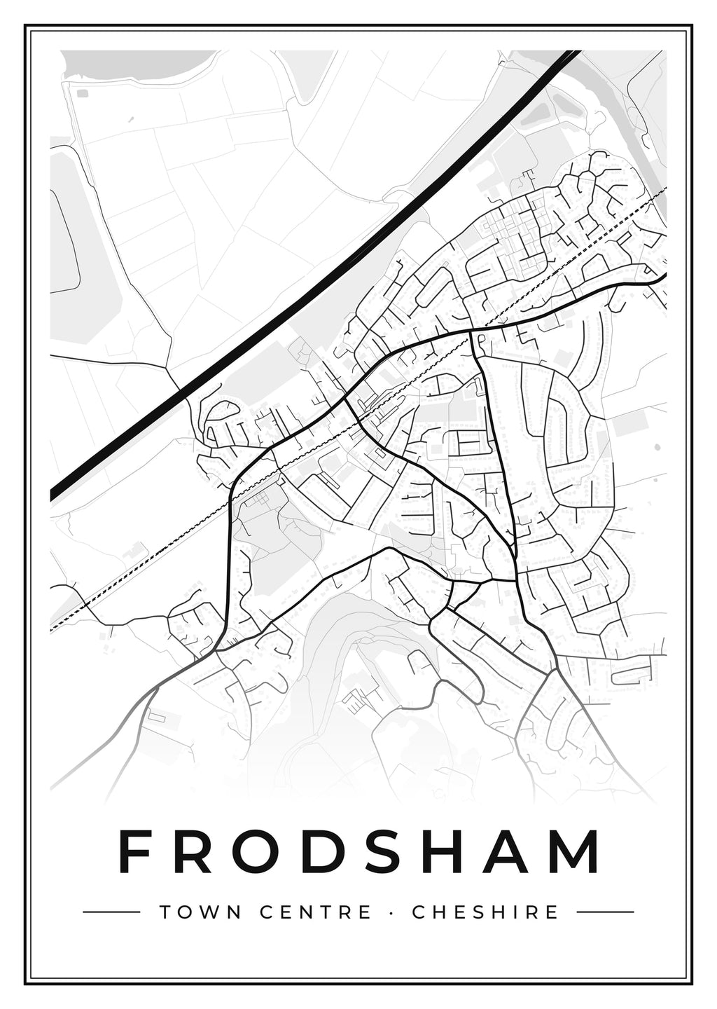 Street map poster of Frodsham town centre, Cheshire