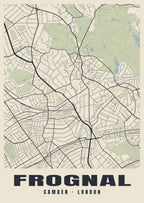Heritage street map poster of Frognal, Camden, London