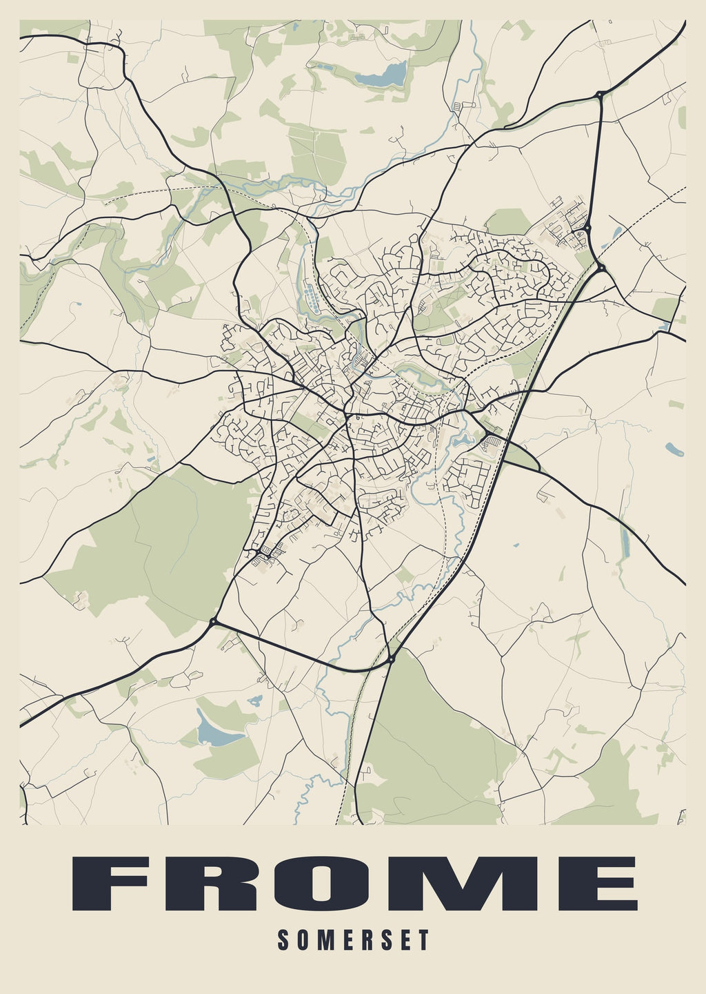 Street map poster of Frome, Somerset