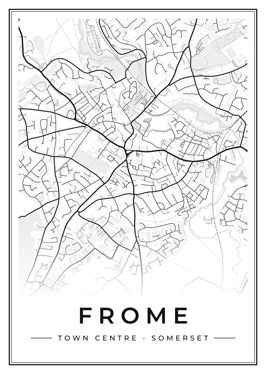 Street map poster of Frome town centre, Somerset