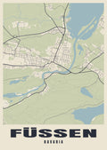Street map poster of Füssen, Bavaria