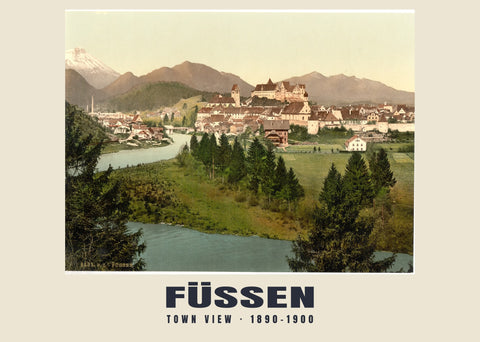 Stadsgezicht, Füssen — 1890–1900 · Historische fotochroomprint