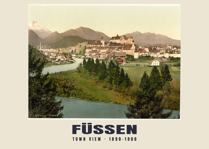 Stadsgezicht, Füssen — 1890–1900 · Historische fotochroomprint