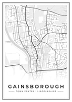 Street map poster of Gainsborough town centre, Lincolnshire