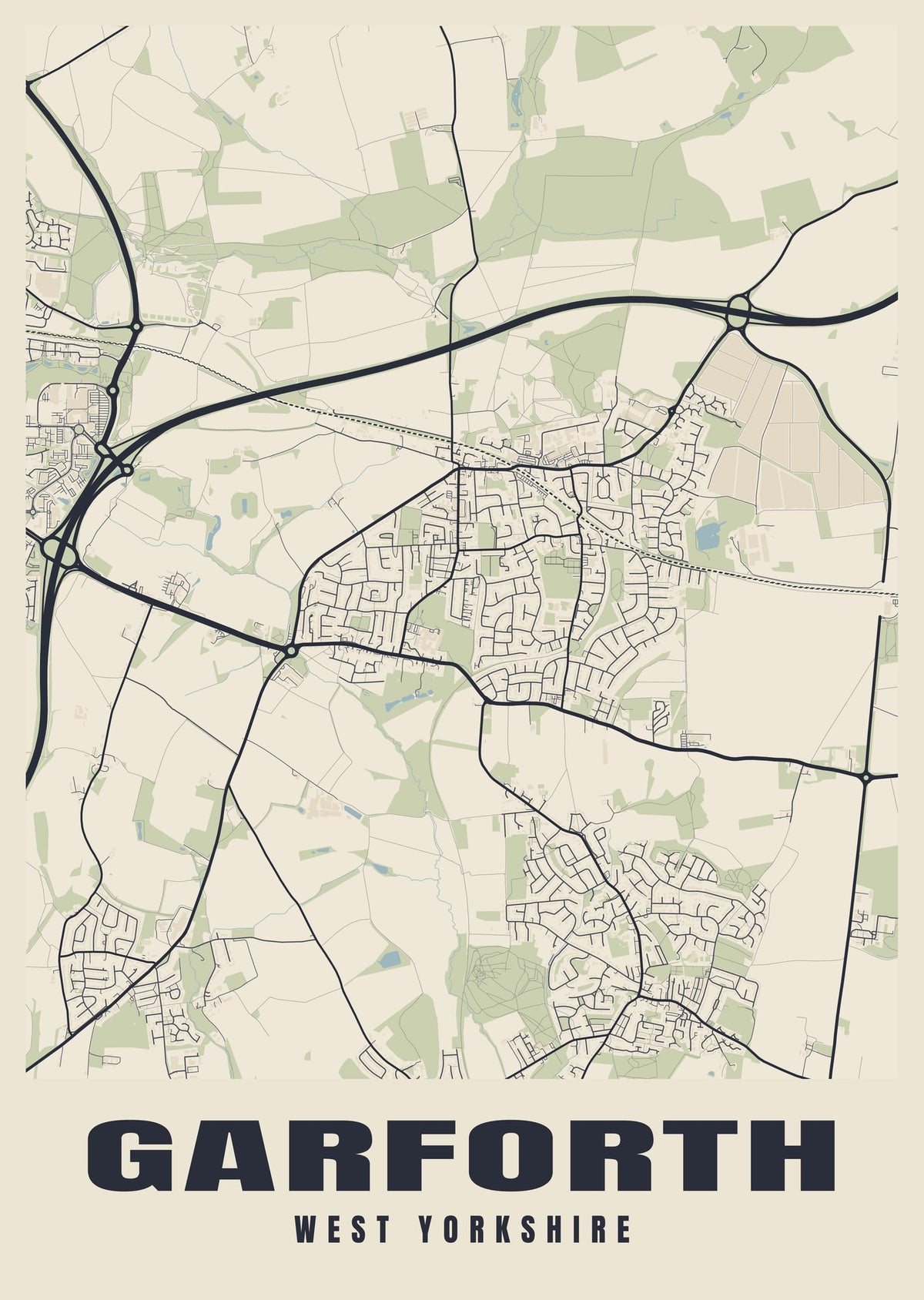 Street map poster of Garforth, West Yorkshire