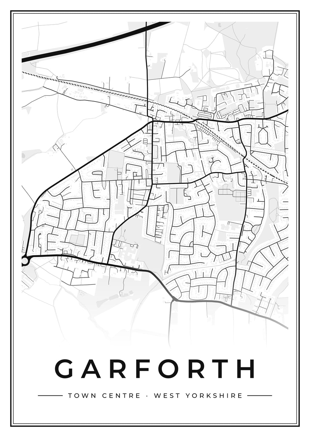 Street map poster of Garforth town centre, West Yorkshire