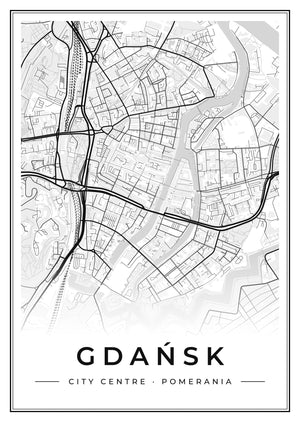 Gdańsk City Centre Street Map Poster