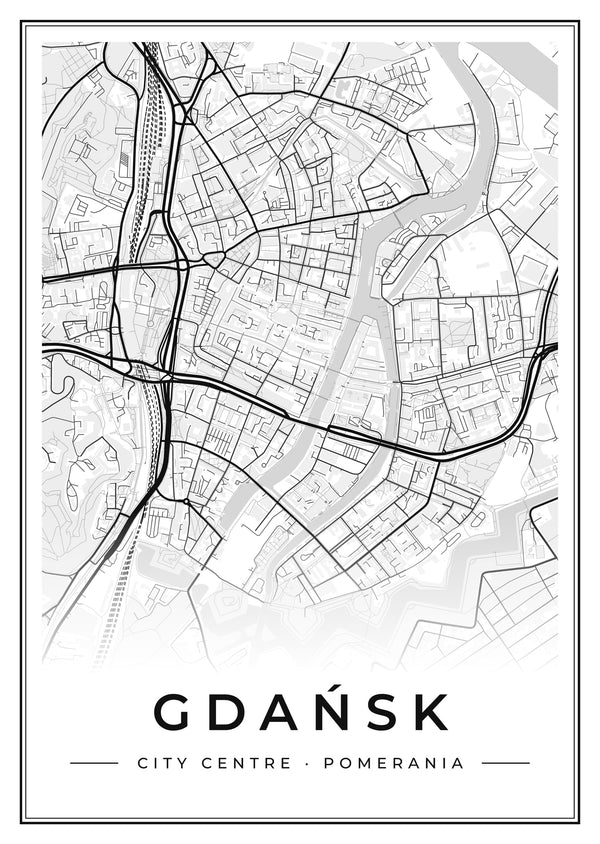 Gdańsk City Centre Street Map Poster