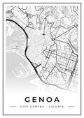 Street map poster of Genoa city centre, Liguria