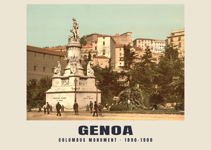 Kolumbusdenkmal, Genua — 1890–1900 · Historischer Photochromdruck