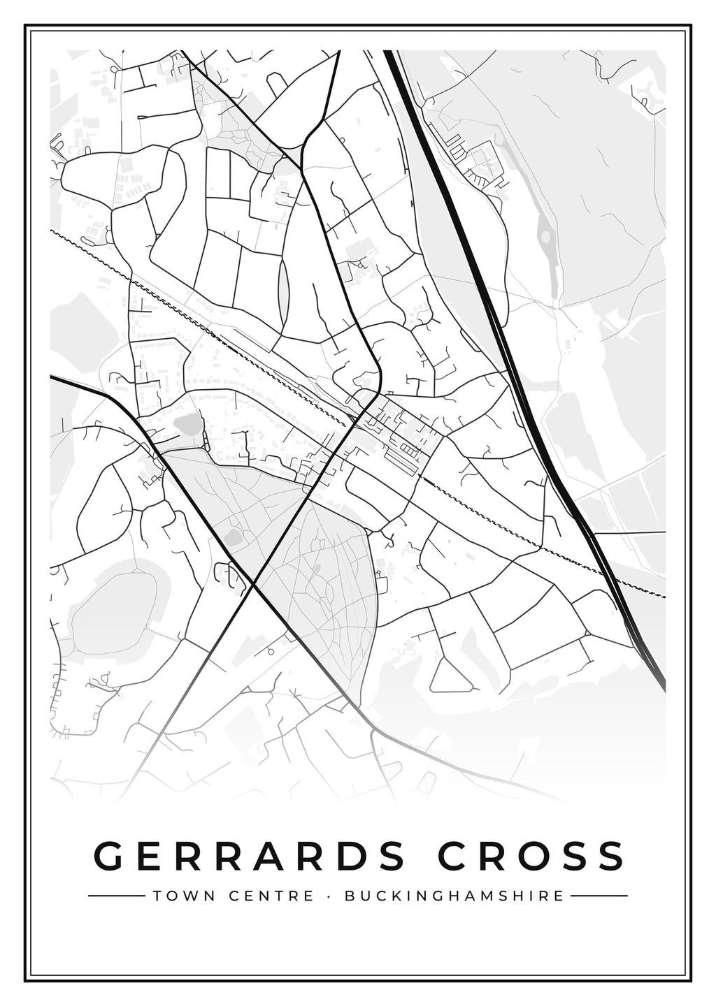 Street map poster of Gerrards Cross town centre, Buckinghamshire