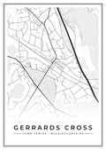 Street map poster of Gerrards Cross town centre, Buckinghamshire