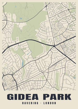 Gidea Park Heritage Street Map Poster