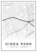 Street map poster of Gidea Park, Havering, London