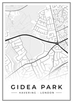 Street map poster of Gidea Park, Havering, London