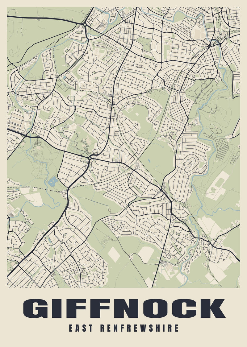Giffnock Street Map Poster