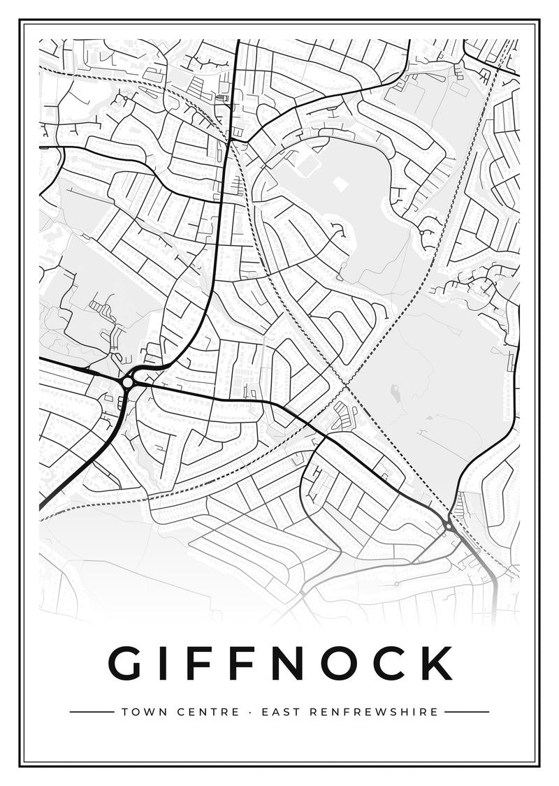 Giffnock Town Centre Street Map Poster