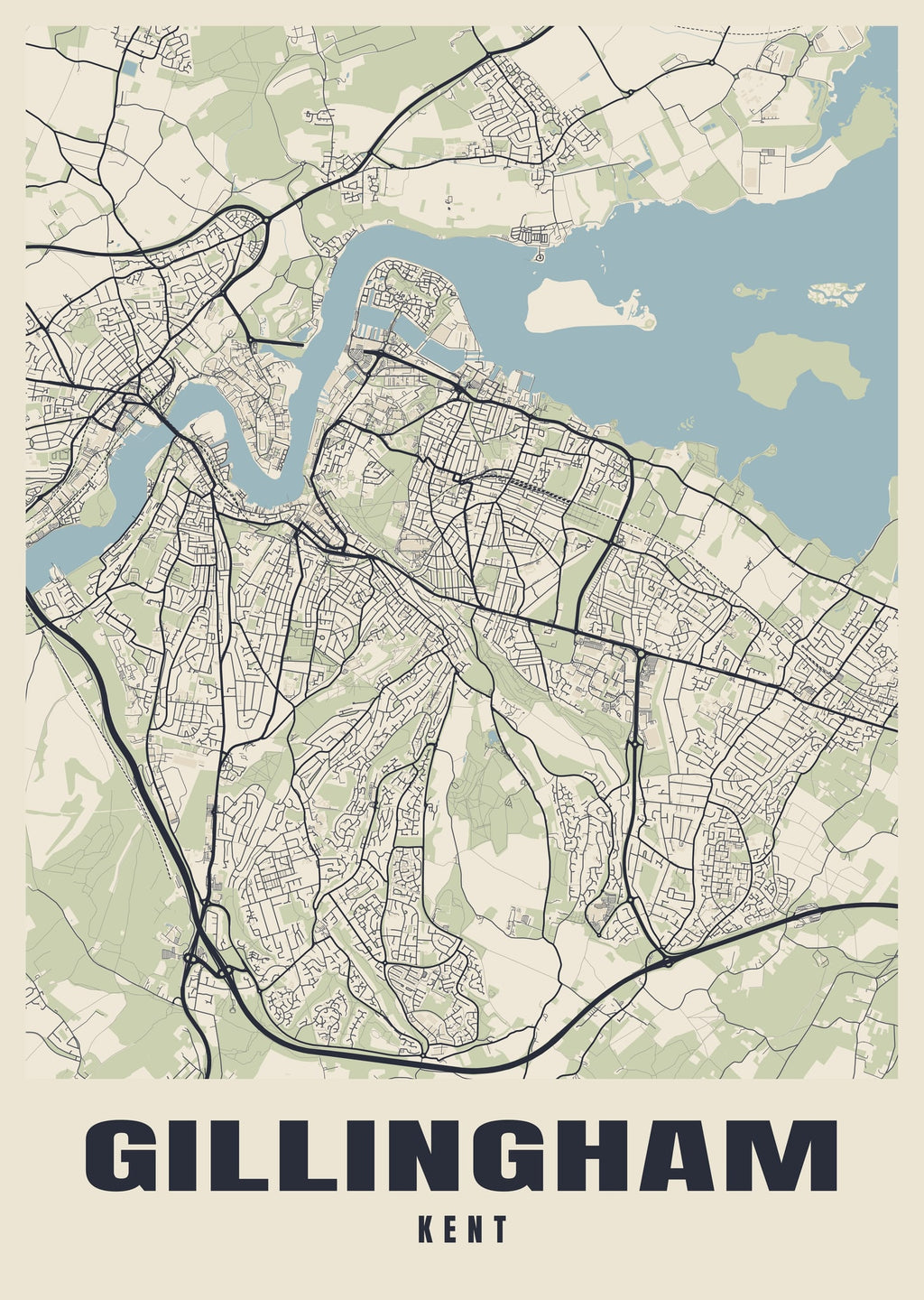 Street map poster of Gillingham, Kent