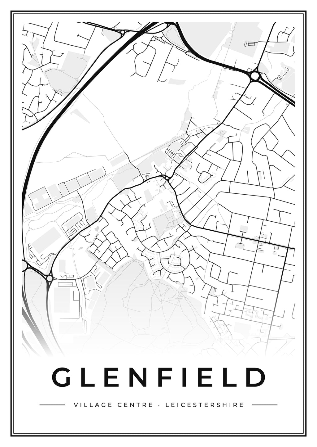 Street map poster of Glenfield village centre, Leicestershire