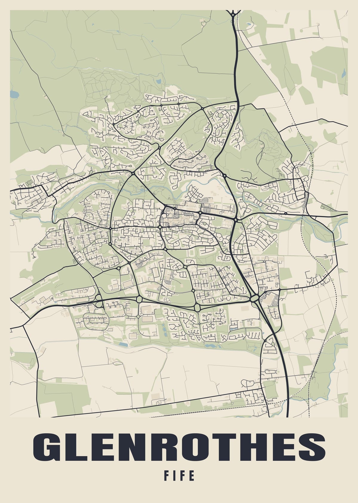 Street map poster of Glenrothes, Fife