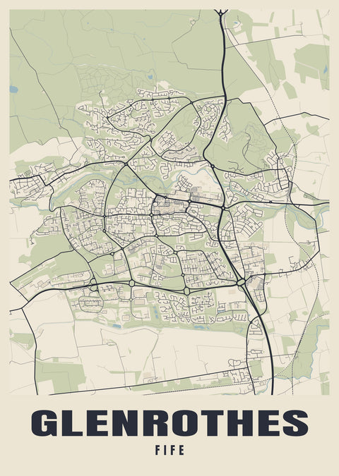 Glenrothes Street Map Poster