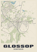Street map poster of Glossop, Derbyshire