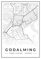 Street map poster of Godalming town centre, Surrey
