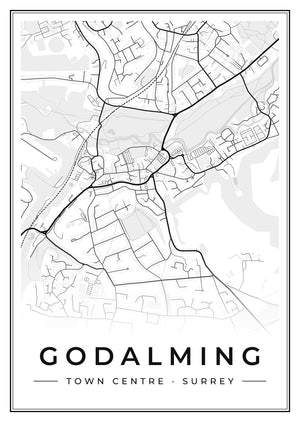 Godalming Town Centre Street Map Poster