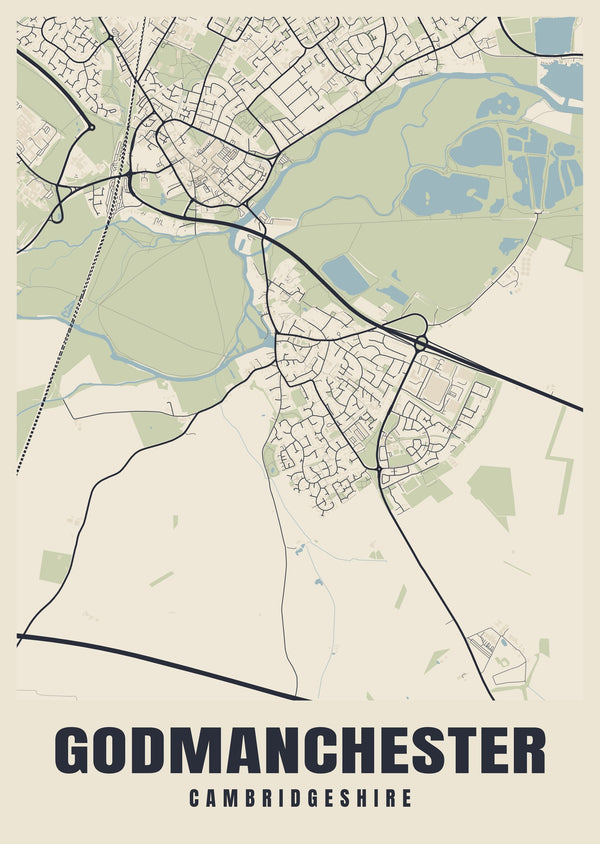 Godmanchester Street Map Poster