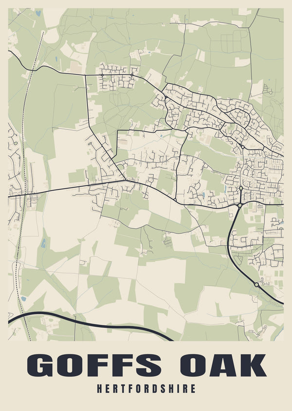 Goffs Oak Street Map Poster
